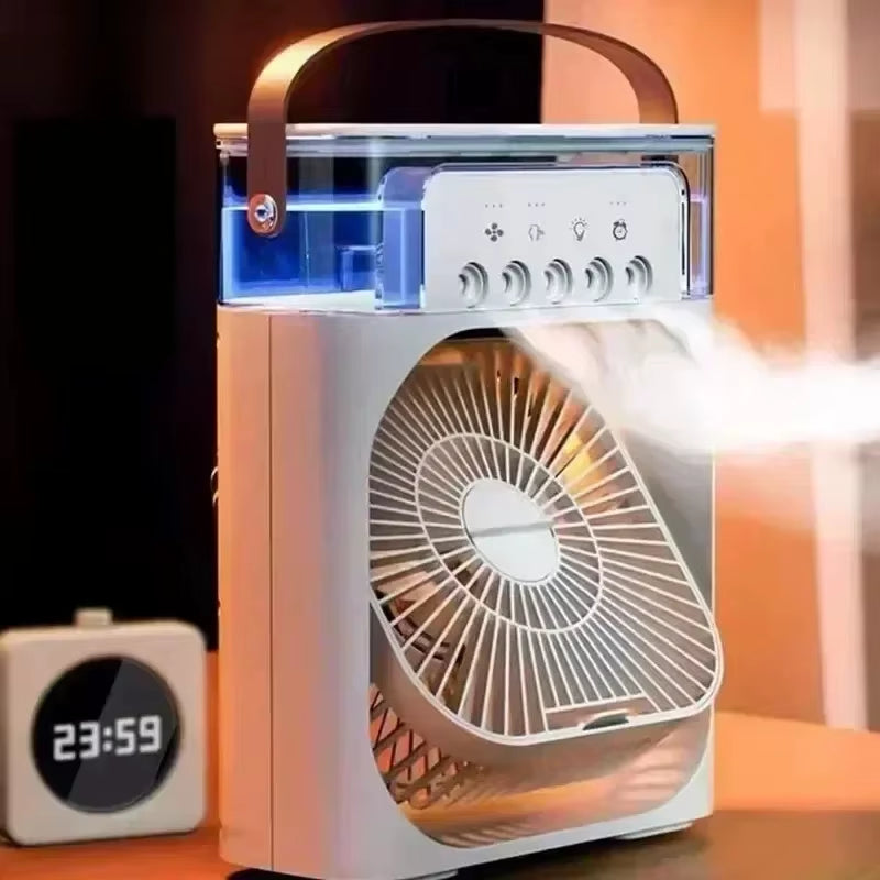 Portable Fan Air Conditioners USB Electric Fan Air Cooler LED Night Light Water Mist Fun 3 in 1 Air Humidifier for Home