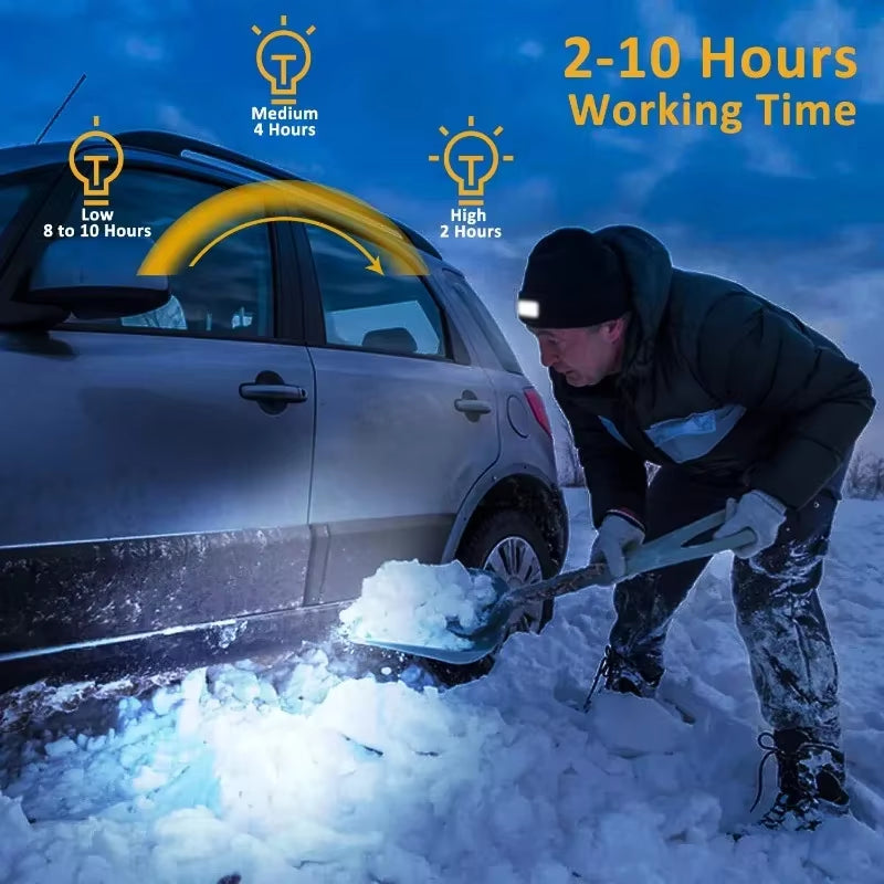 GlowGear™ LED Beanie Hat: USB Rechargeable Winter Headlamp Cap for Warmth & Hands-Free Light
